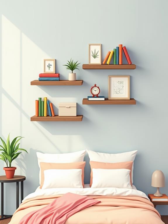 utilize stylish floating shelves